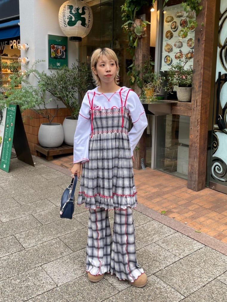 HELLO.SANFRANCISCO 格紋mellow喇叭褲