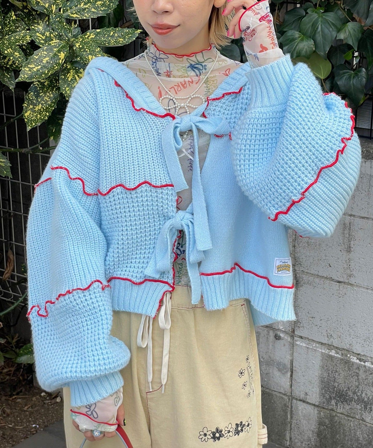 HELLO.SANFRANCISCO 拼色 mellow patchwork hoodie cardigan