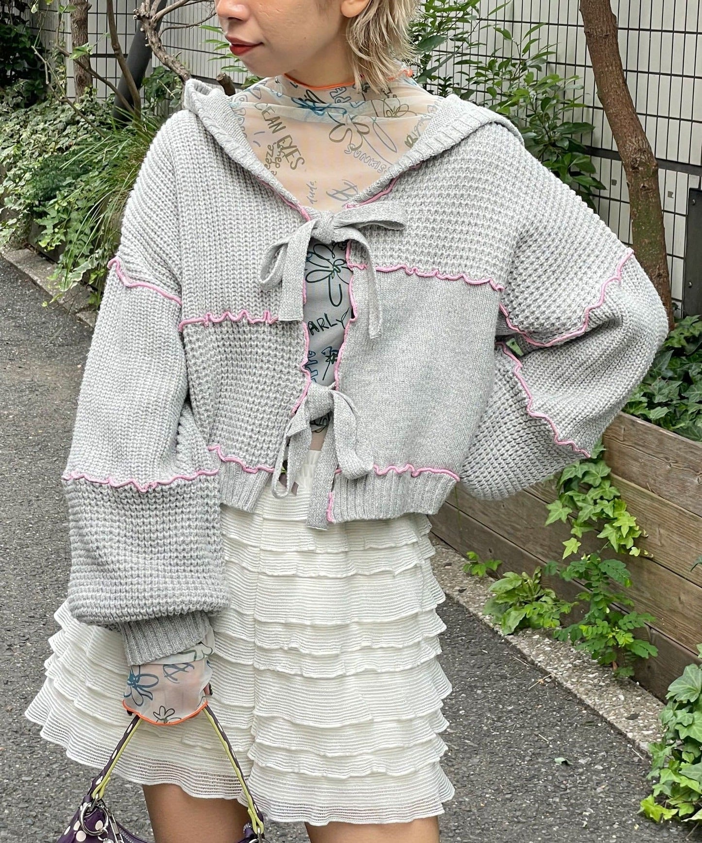 HELLO.SANFRANCISCO 拼色 mellow patchwork hoodie cardigan