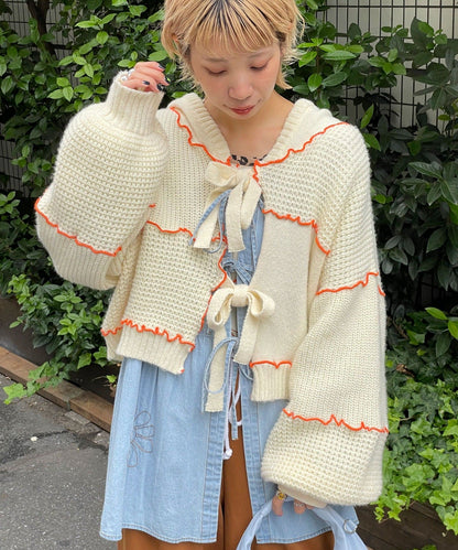 HELLO.SANFRANCISCO 拼色 mellow patchwork hoodie cardigan