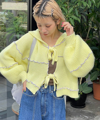 HELLO.SANFRANCISCO 拼色 mellow patchwork hoodie cardigan