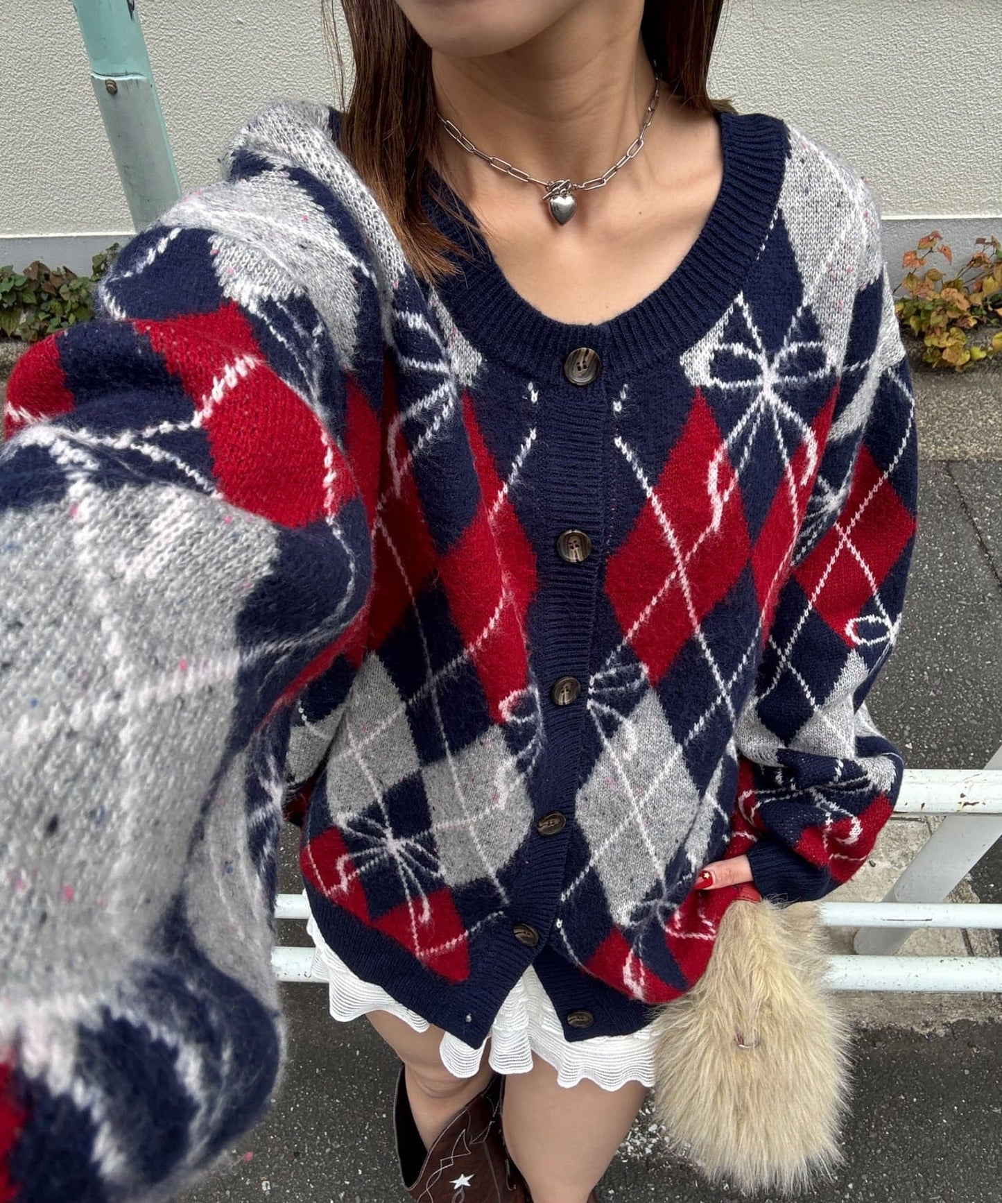 CIAOPANIC 菱形 ribbon 針織cardigan