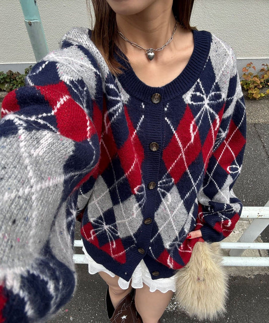 CIAOPANIC 菱形 ribbon 針織cardigan