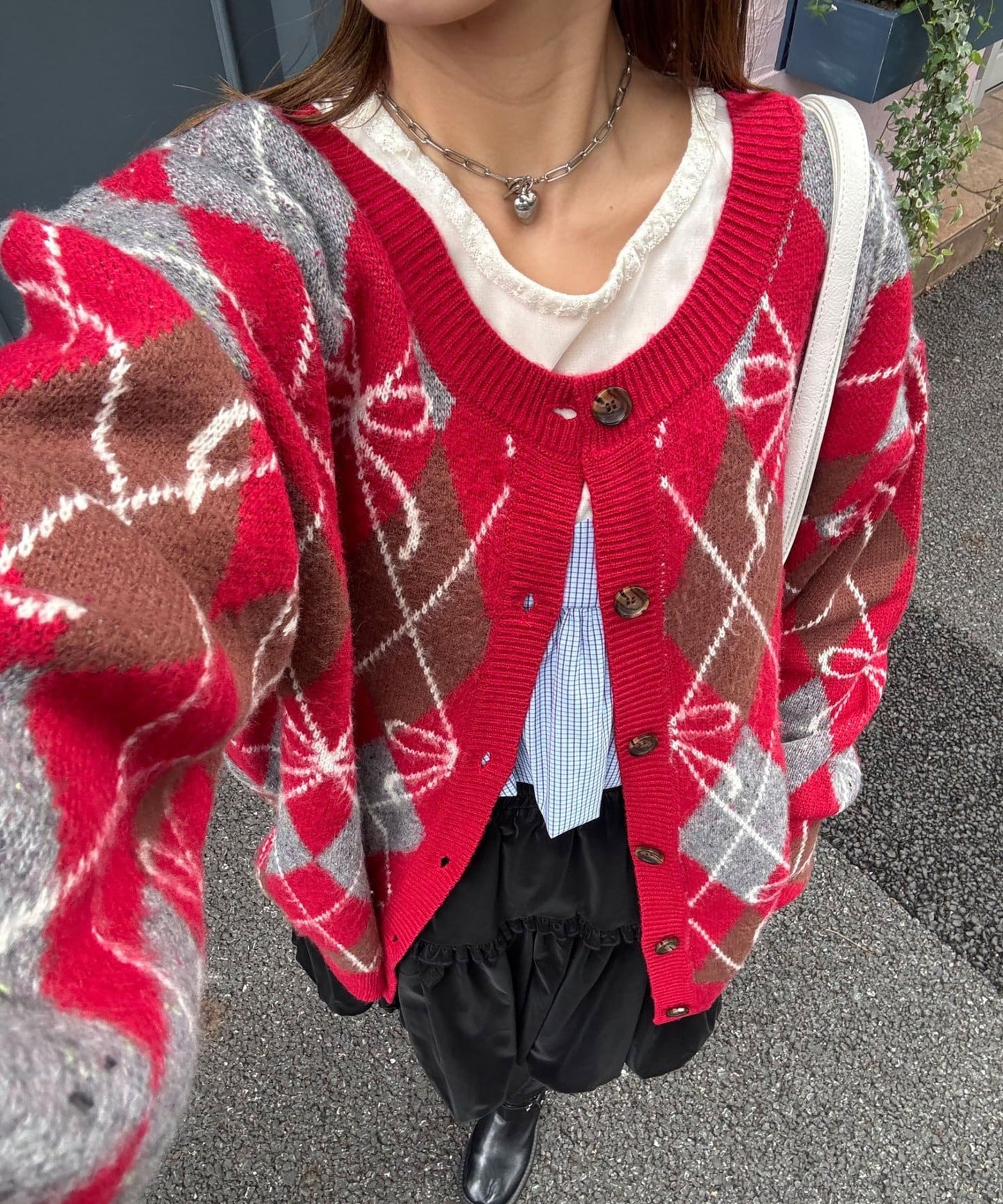 CIAOPANIC 菱形 ribbon 針織cardigan