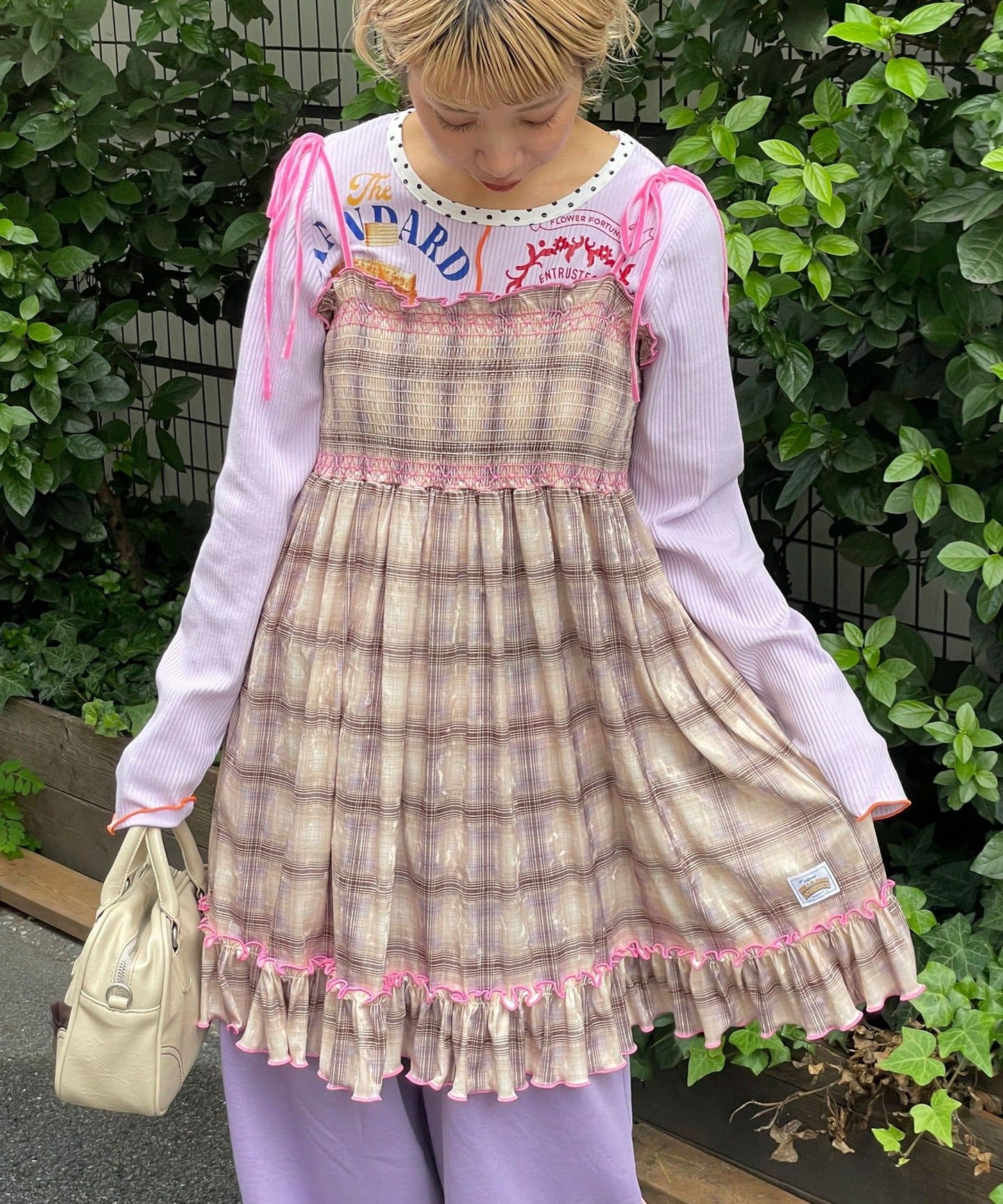 HELLO.SANFRANCISCO 格紋絲絨 shirred tunic