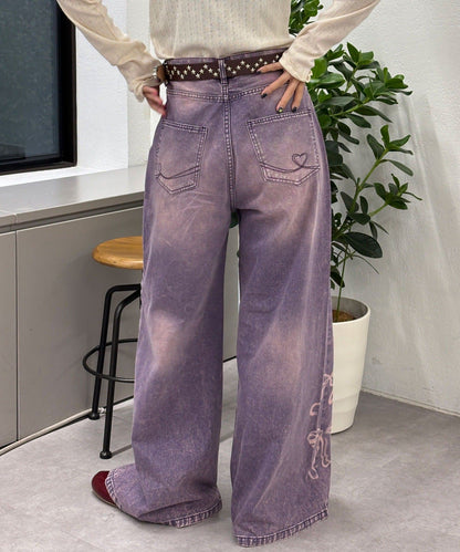 CIAOPANIC Vintage Ribbon print denim 喇叭褲