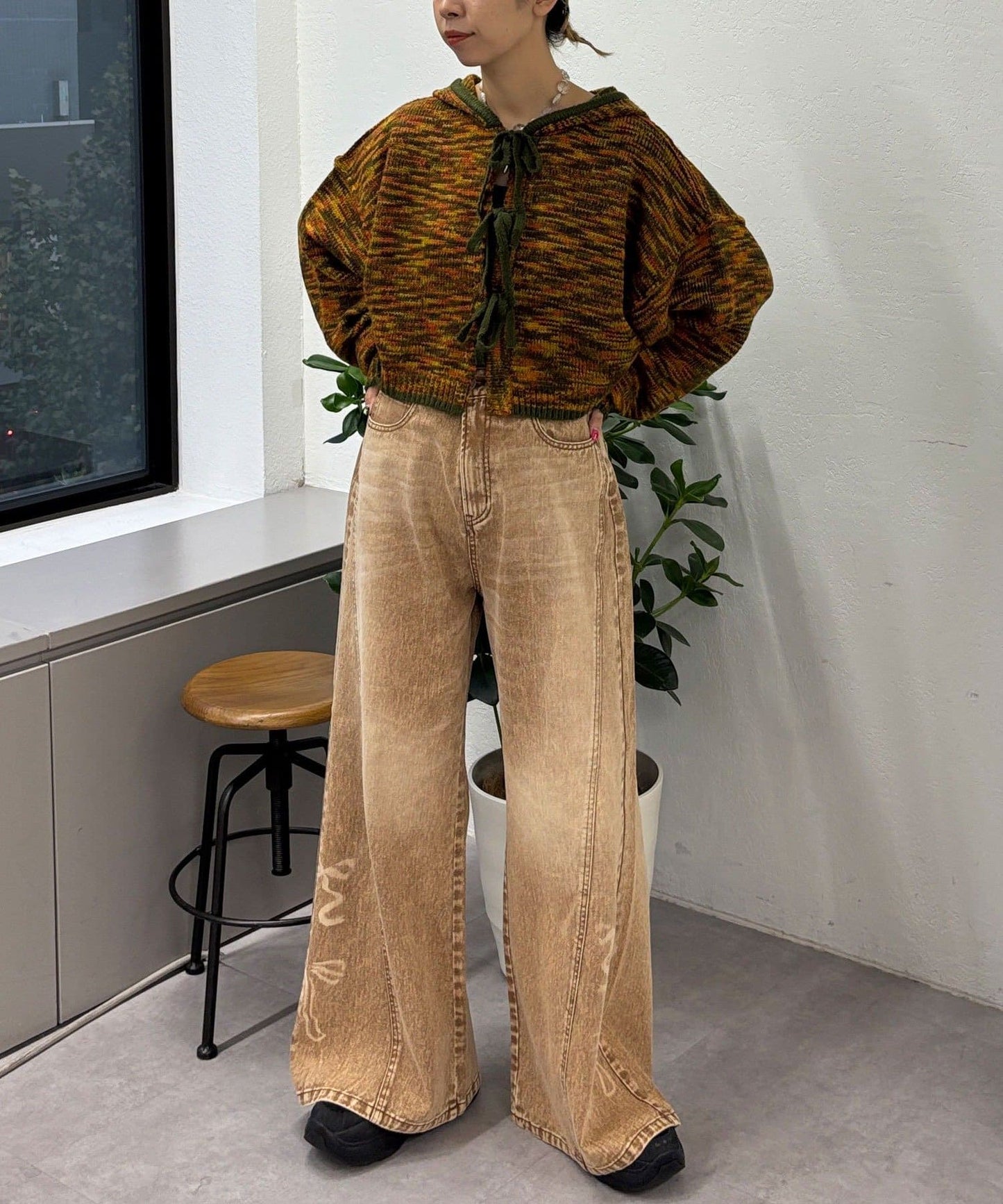 CIAOPANIC Vintage Ribbon print denim 喇叭褲