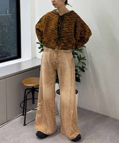 CIAOPANIC Vintage Ribbon print denim 喇叭褲