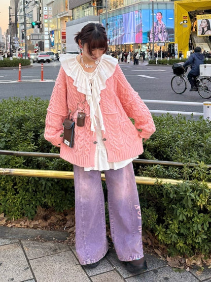 CIAOPANIC Vintage Ribbon print denim 喇叭褲