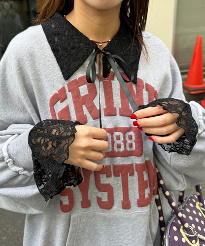 CIAOPANIC Lace ribbon cardigan with collar