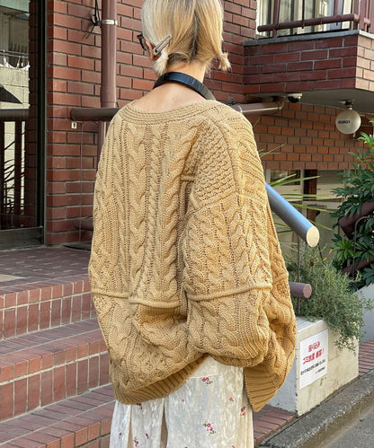 CIAOPANIC Patchwork cable cardigan