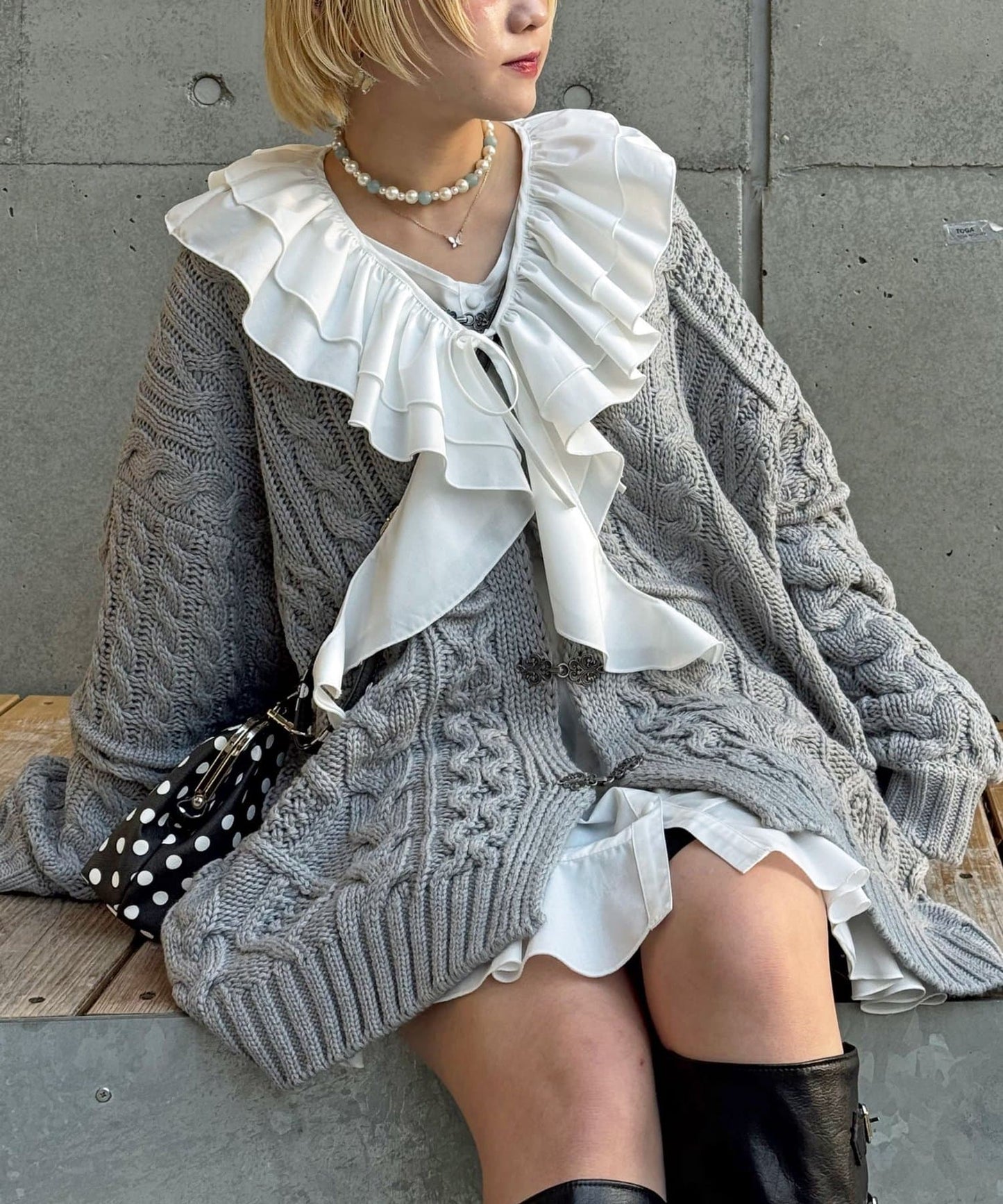 CIAOPANIC Patchwork cable cardigan