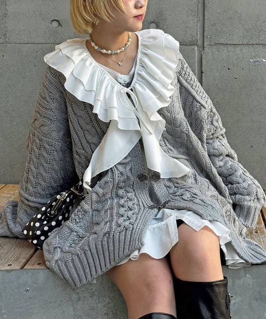 CIAOPANIC Patchwork cable cardigan