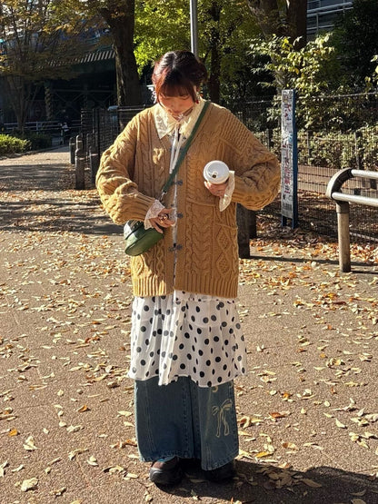 CIAOPANIC Patchwork cable cardigan