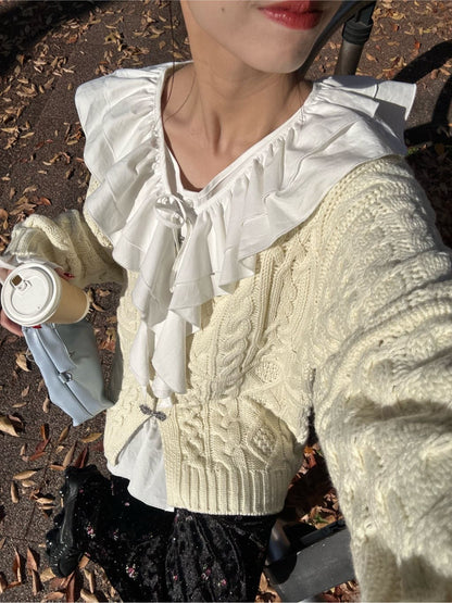 CIAOPANIC Patchwork cable cardigan