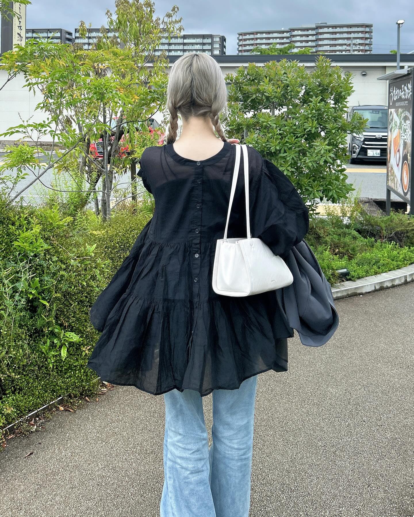 必入手‼️3 way balloon sleeve sheer shirt