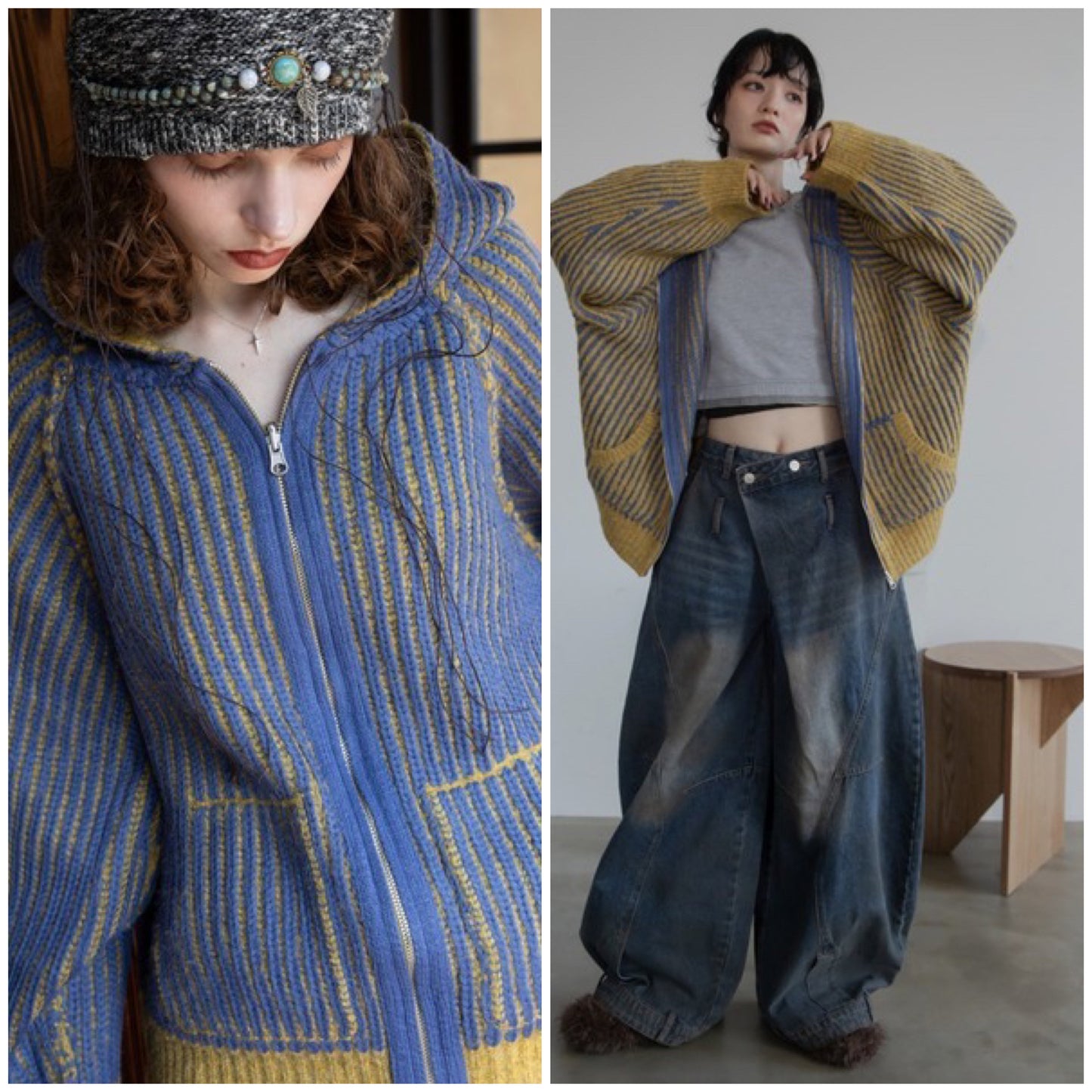 Vacancy 雙面可穿羅紋拉鍊連帽衫