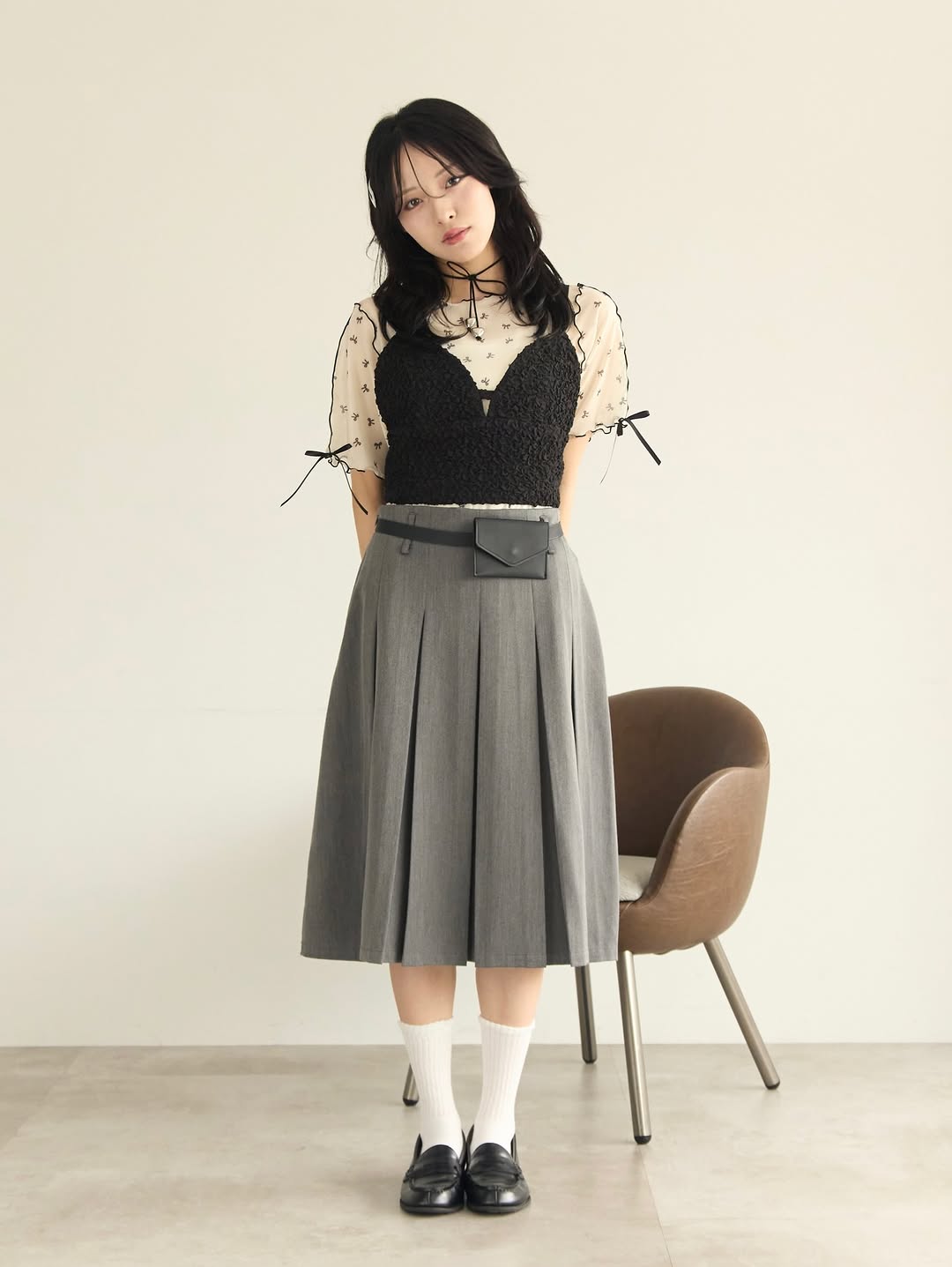 [短袖❣️]Kutir Ribbon sheer top