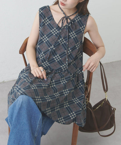 umm. By DISCOAT Check sleeveless tunic