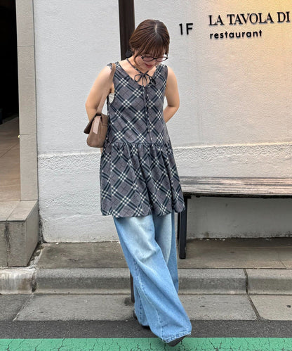 umm. By DISCOAT Check sleeveless tunic