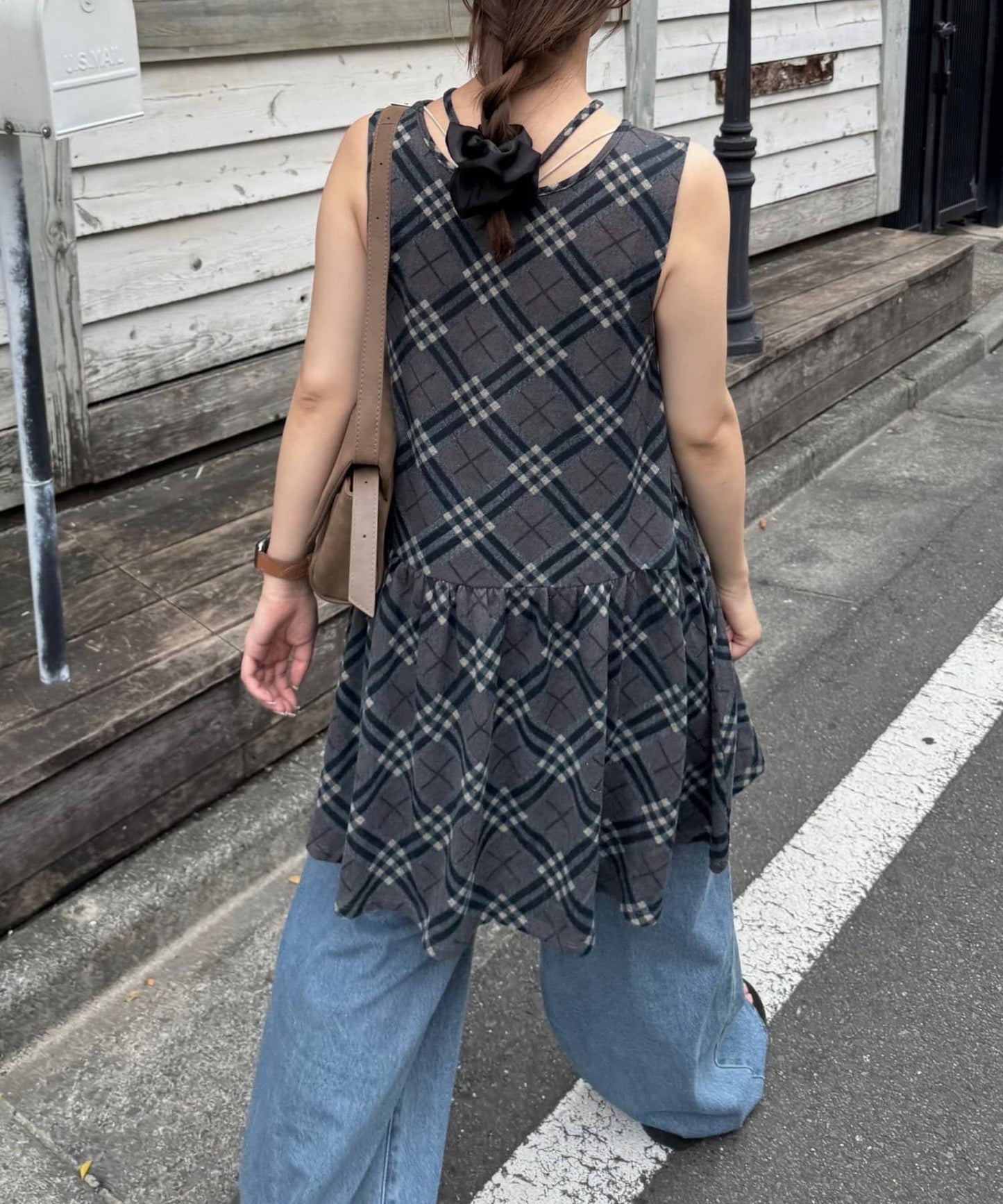 umm. By DISCOAT Check sleeveless tunic