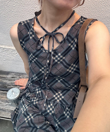 umm. By DISCOAT Check sleeveless tunic