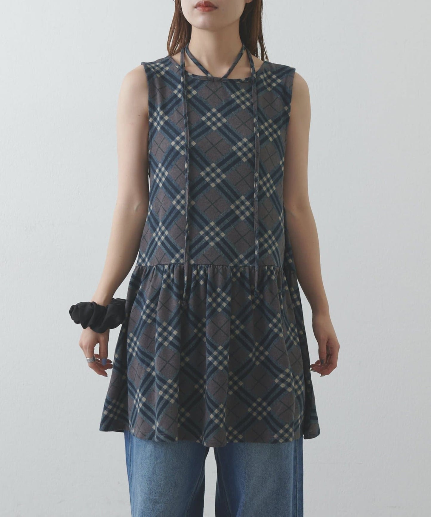 umm. By DISCOAT Check sleeveless tunic