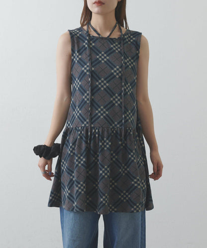 umm. By DISCOAT Check sleeveless tunic