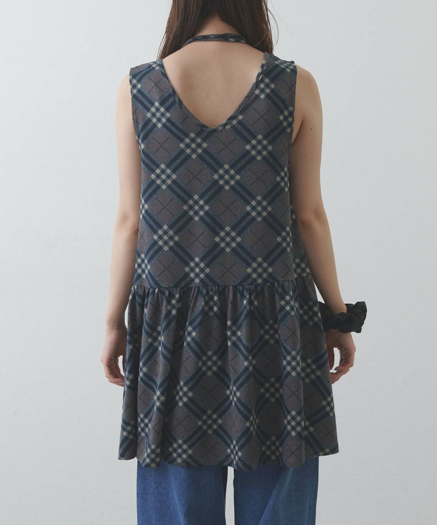 umm. By DISCOAT Check sleeveless tunic