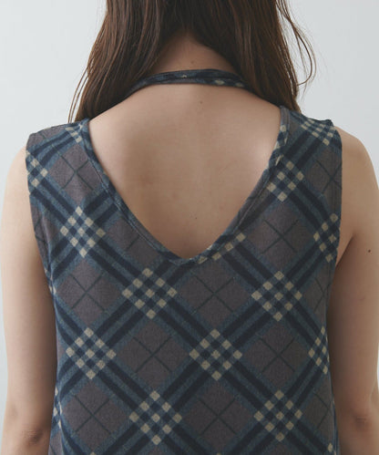 umm. By DISCOAT Check sleeveless tunic