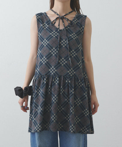umm. By DISCOAT Check sleeveless tunic