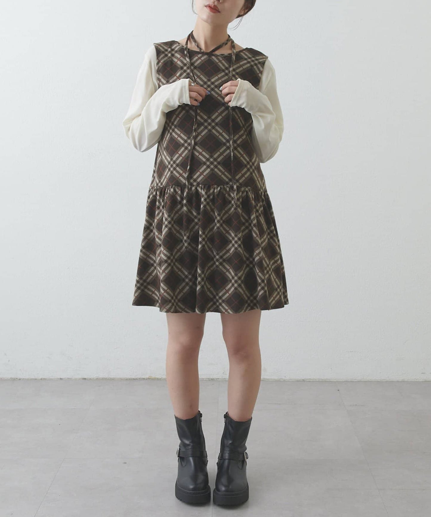 umm. By DISCOAT Check sleeveless tunic