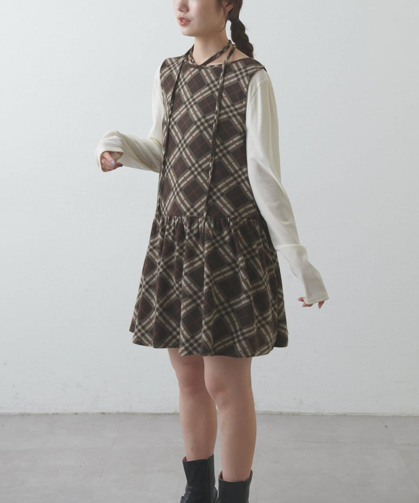 umm. By DISCOAT Check sleeveless tunic