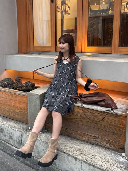 umm. By DISCOAT Check sleeveless tunic