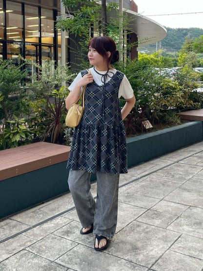 umm. By DISCOAT Check sleeveless tunic