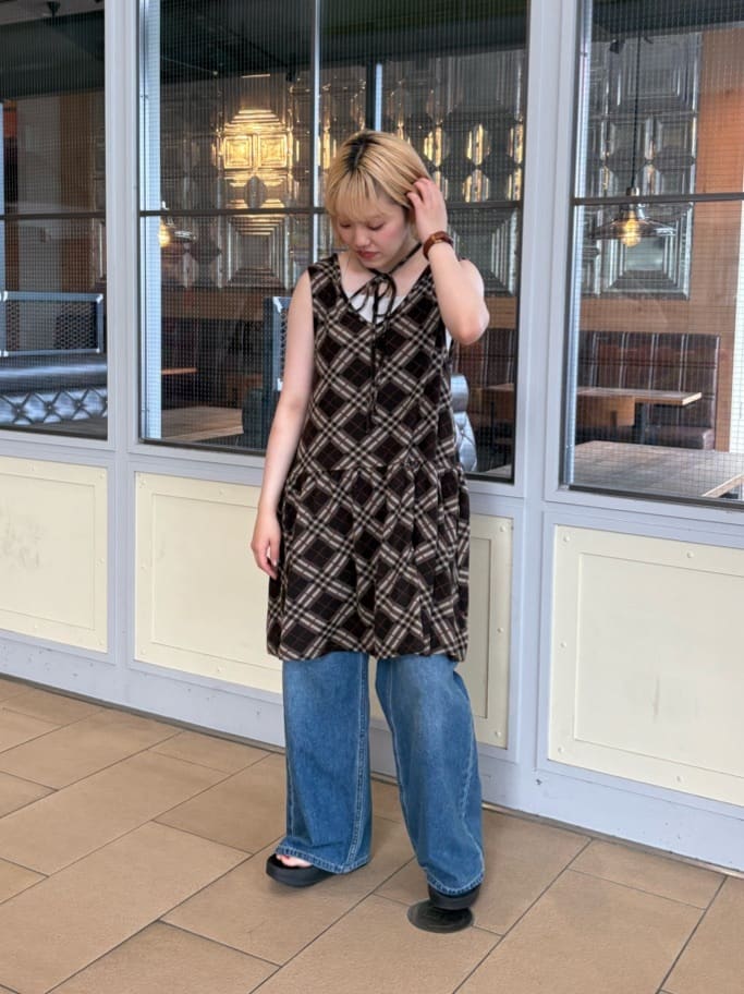 umm. By DISCOAT Check sleeveless tunic