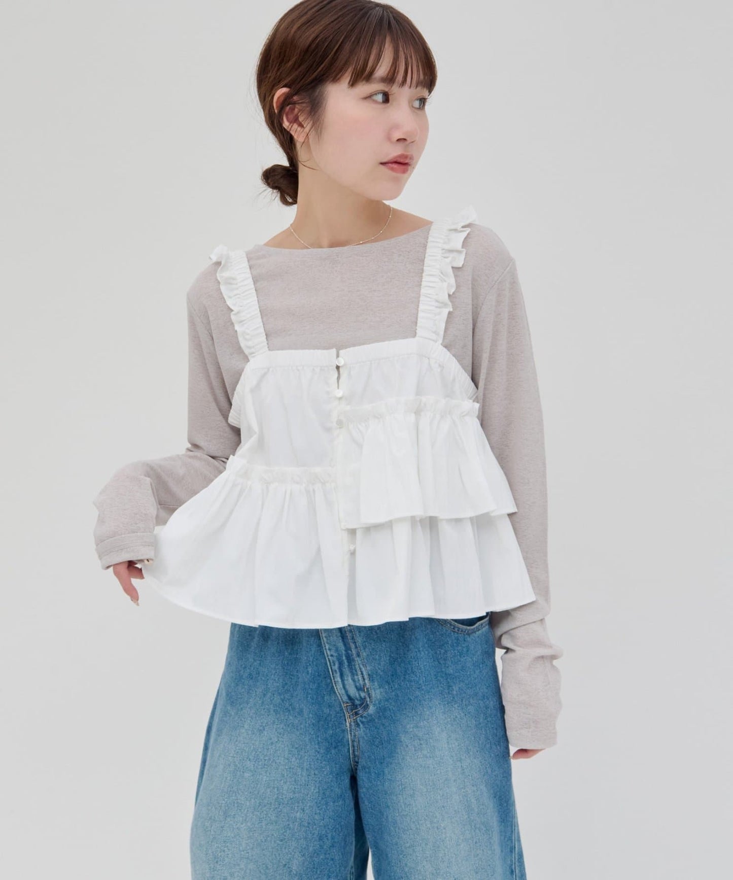 umm. by DISCOAT 不對稱荷葉邊吊帶