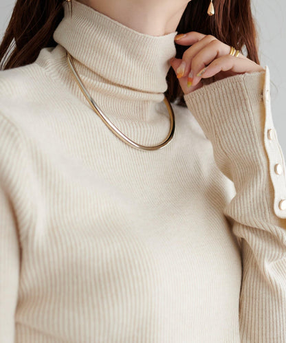 DISCOAT 鈕扣袖口羅紋高領衫