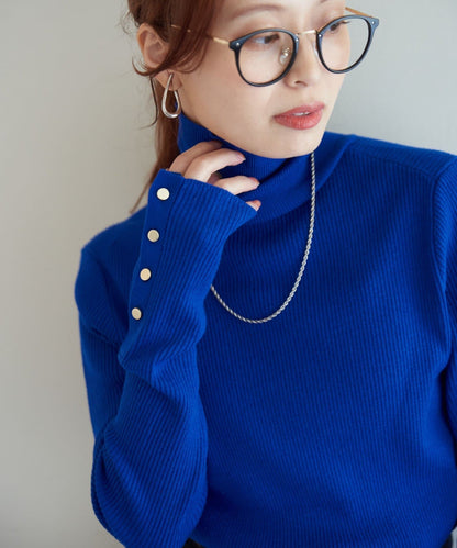 DISCOAT 鈕扣袖口羅紋高領衫