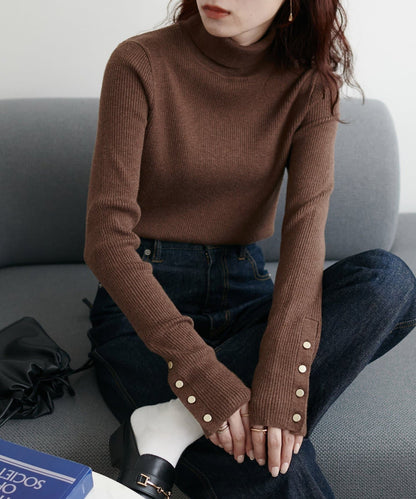 DISCOAT 鈕扣袖口羅紋高領衫