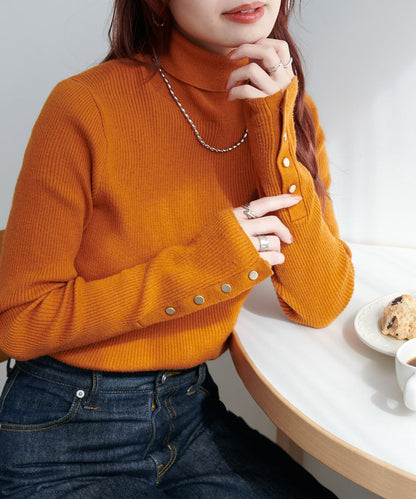 DISCOAT 鈕扣袖口羅紋高領衫