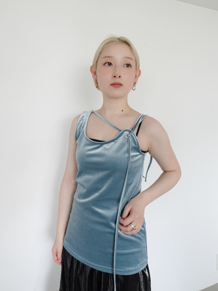 MARTE Strap Design Velour Tank Top