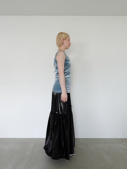 MARTE Strap Design Velour Tank Top