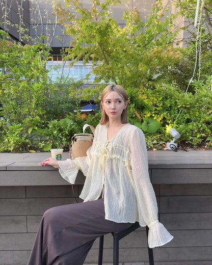 薄紗荷葉邊罩衫