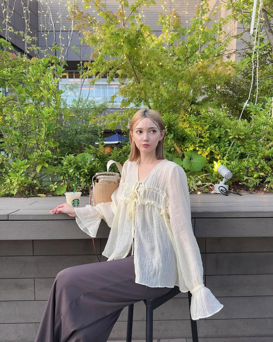 薄紗荷葉邊罩衫