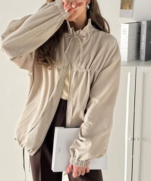 蝴蝶結雙拉鍊薄款外套🎀