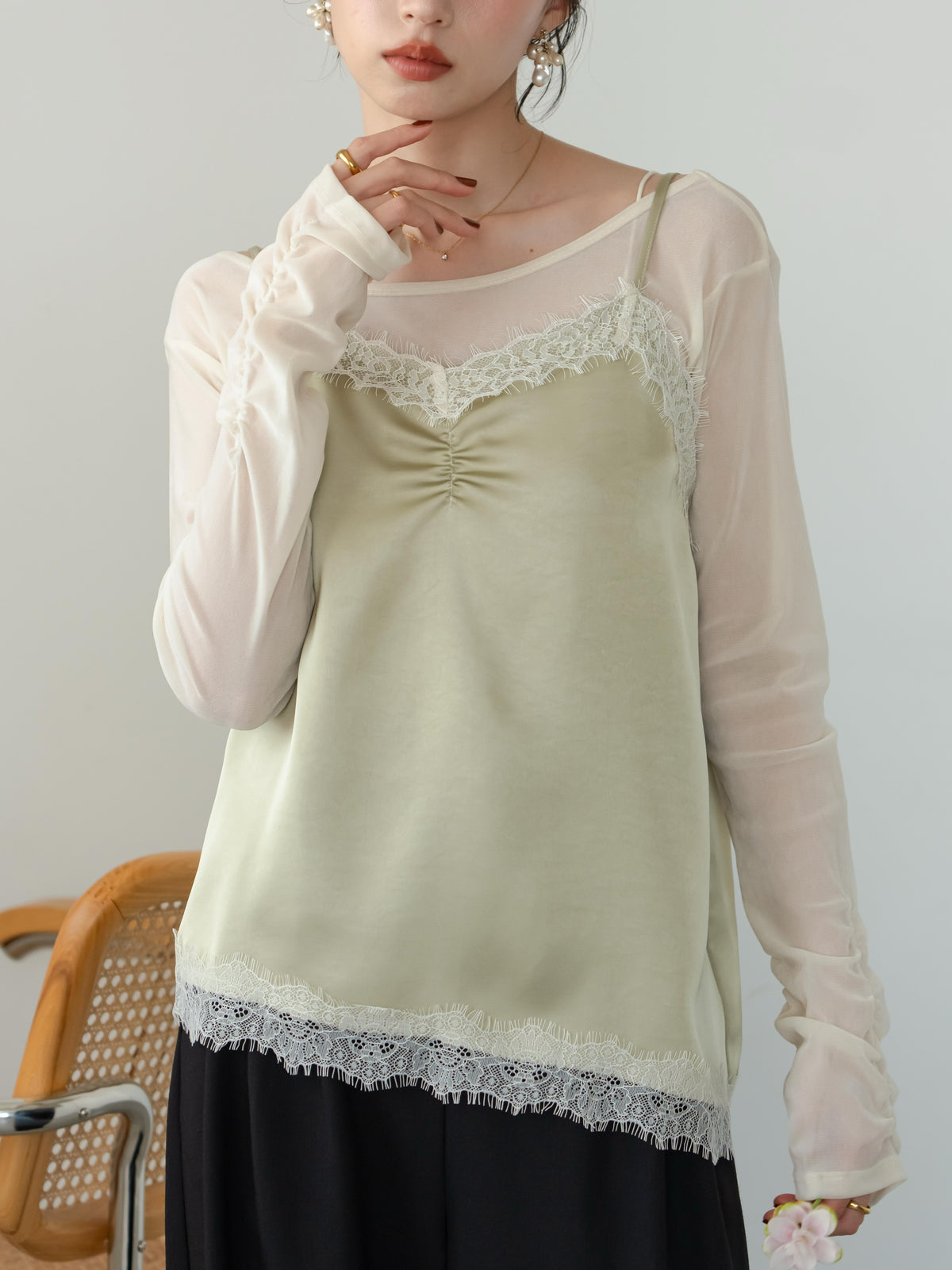 hinari Satin lace camisole