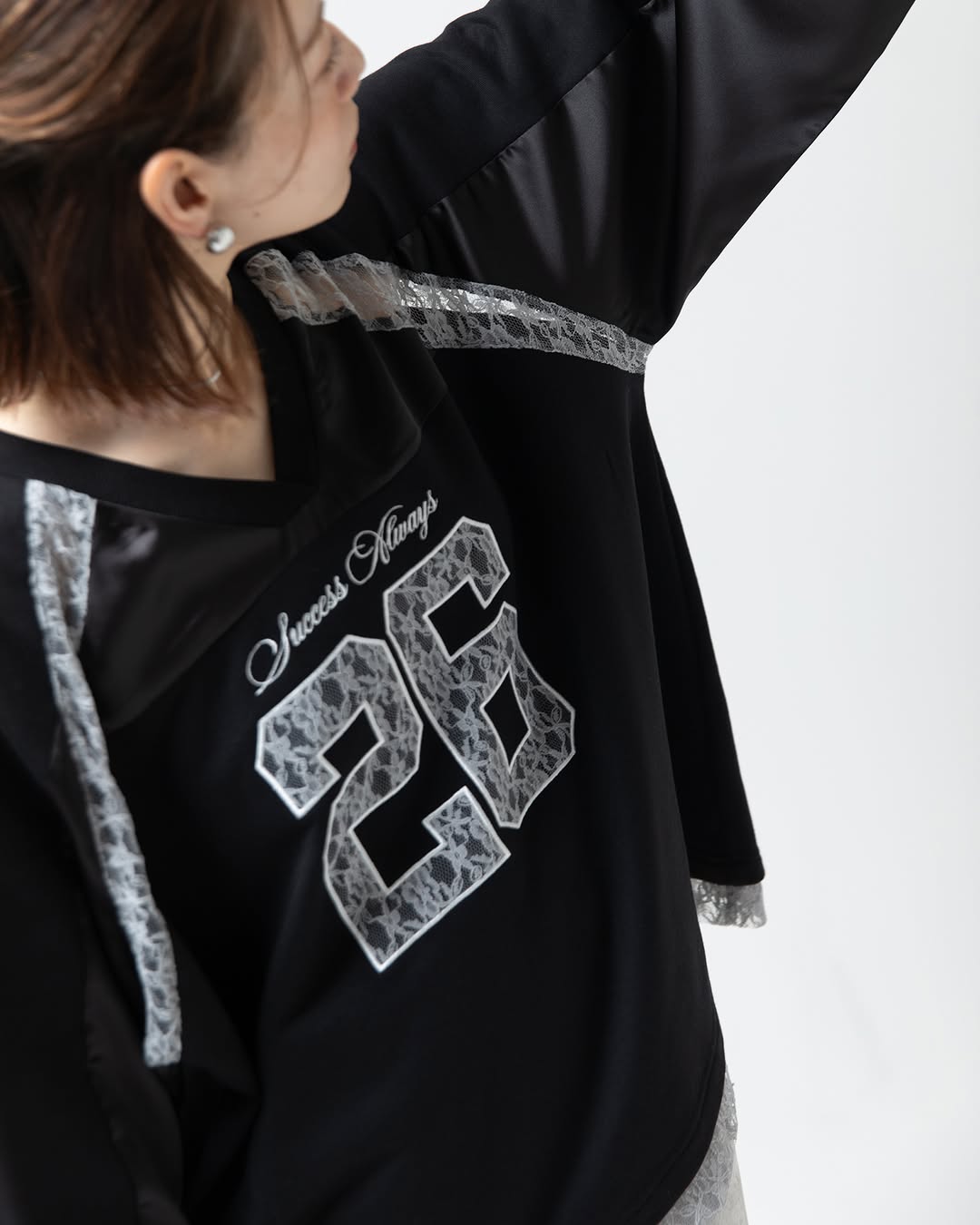 緞面Lace刺繡logo長袖球衣