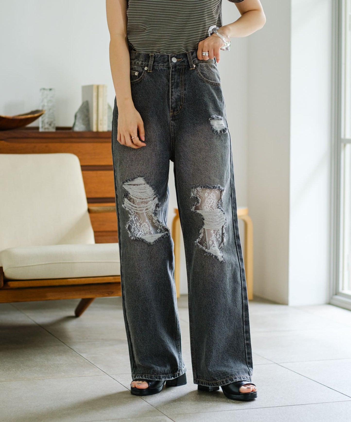 [大人氣] Kastane Lace Denim