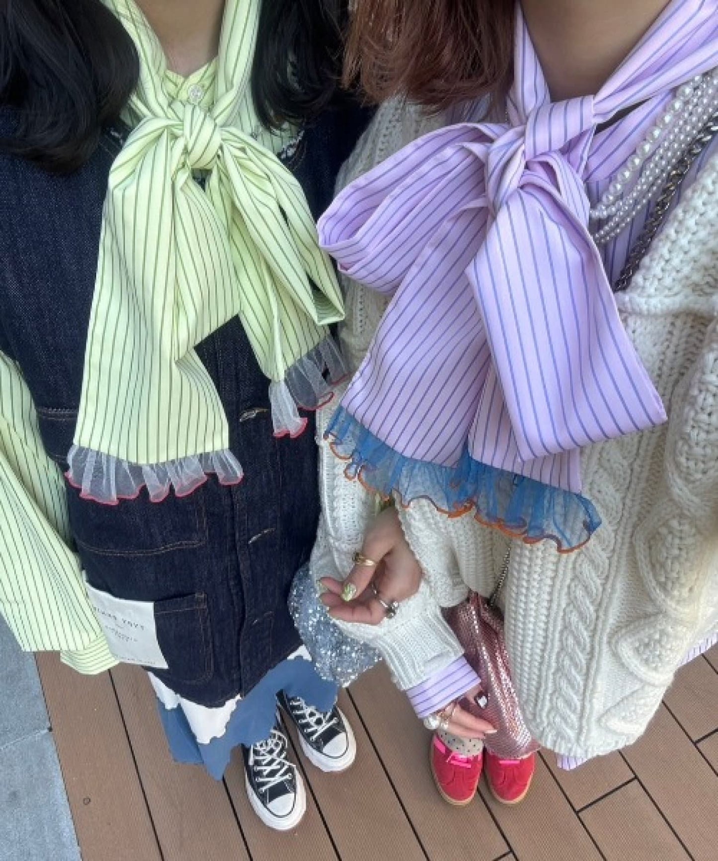 HELLO.SANFRANCISCO Striped 2-way bowtie blouse
